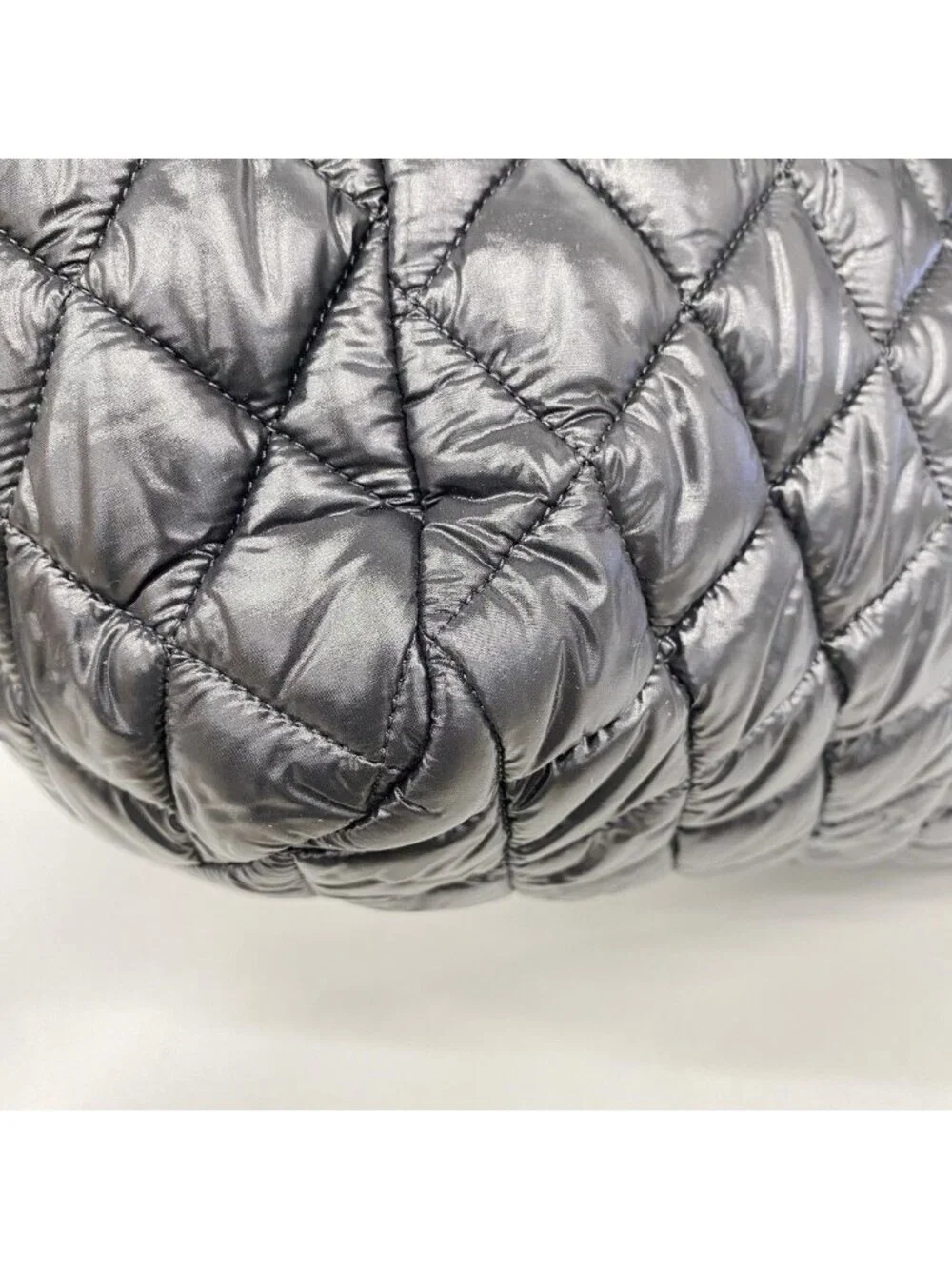Chanel Handbag Coco Cocoon Nylon Black Silver